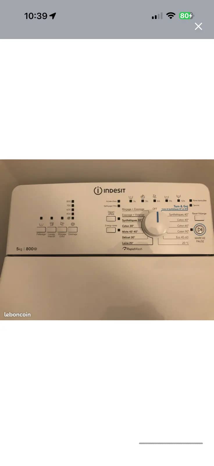Lave linge top - INDESIT · photo 3