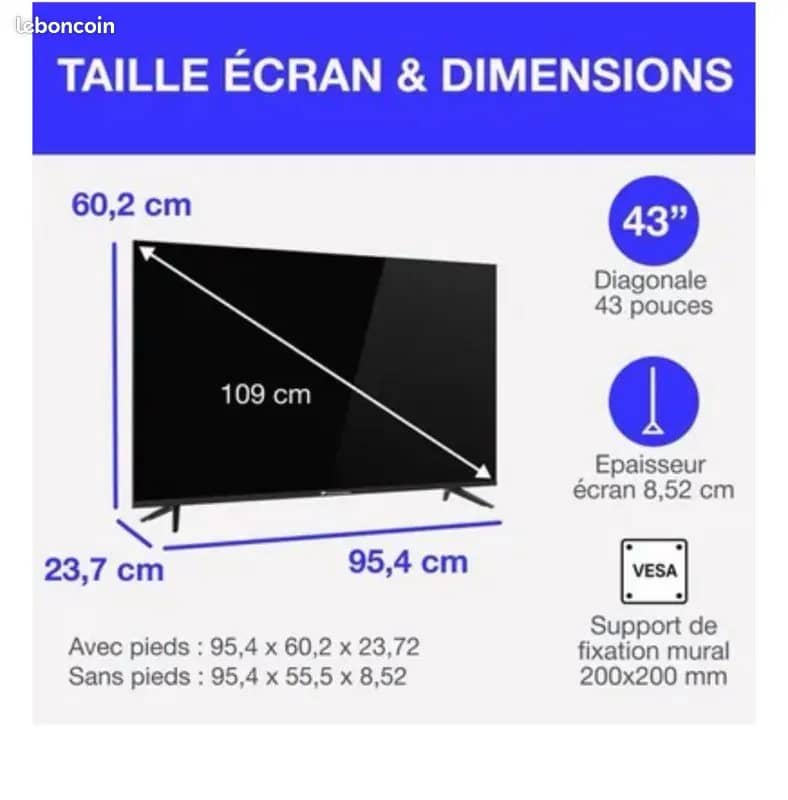 Télé Edison Qled Smart 43 pouces 4K neuve 2 ans de garantie · photo 3
