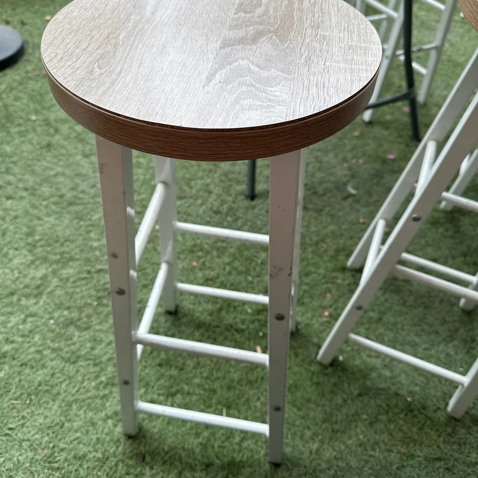 Tabouret de bar Blanc en Bois / Métal · photo 1