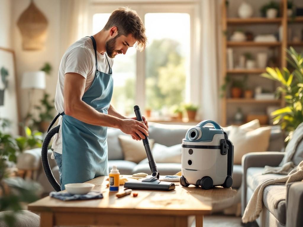 Personne nettoyant un appareil électroménager d’occasion avec des outils simples