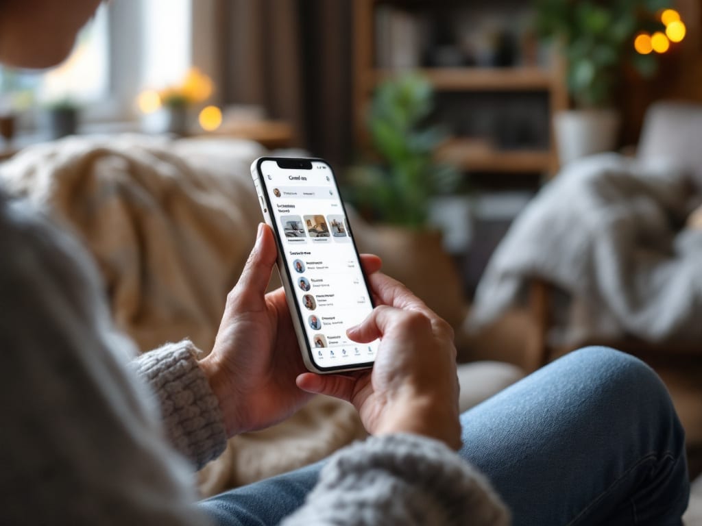 Utilisateur consultant des annonces locales sur Dénichéo avec une interface fluide et sans interruption